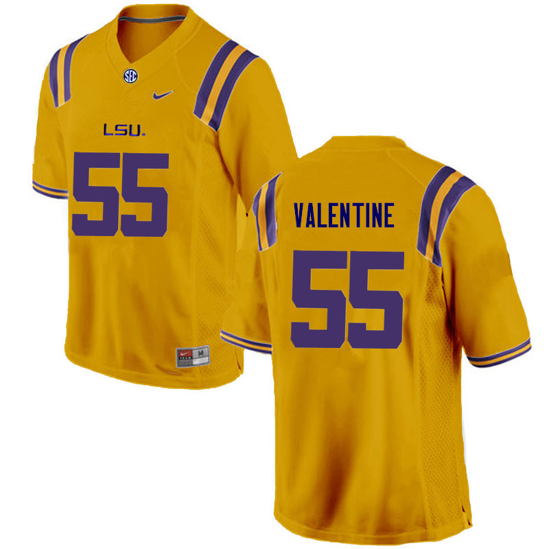 Men LSU Tigers #55 Travonte Valentine College Football Jerseys Game-Gold - Click Image to Close